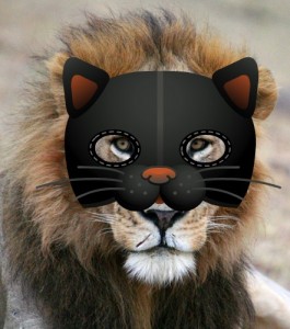 Lion Lesanju with cat mask