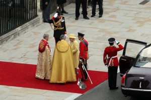 The Queen arrives at the Abbey for the wedding