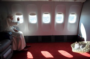 Pope Benedict in airplane