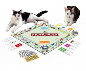 Annie and Eddie playing Monopoly