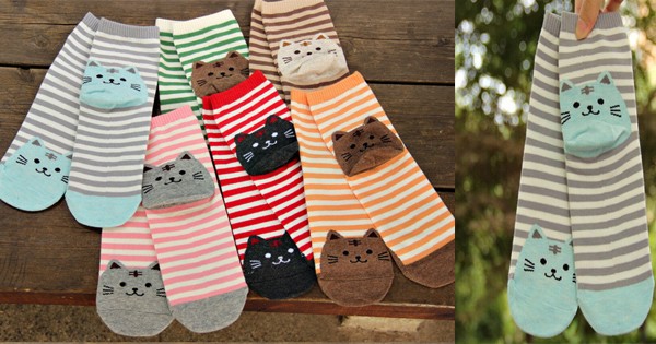 Cat's Meow Striped Socks  Triple T Studios