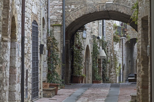 Narrow street in Assisi, Italy.  Home of St. Francis of Assisi