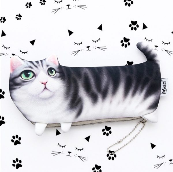 Gray Tabby Cute Cat Zipper Pouch