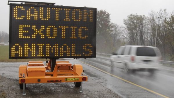 Ohio DOA Exotic Animals warning on 70