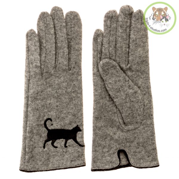 Triple T Studios Gray Wool Cat Gloves
