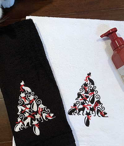 Holiday Cat Tree Hand Towels