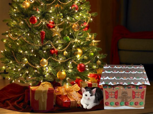 christmas cardboard cat house