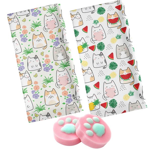 Cat Tea Towels with Cat Paw Sponge