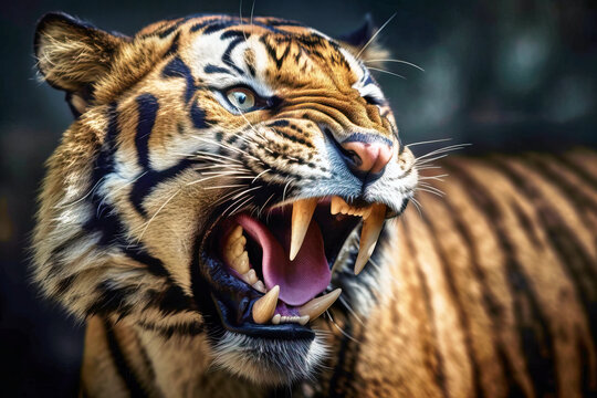 Tiger showing teeth