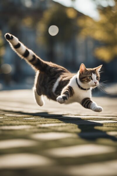 Cat landing on feet