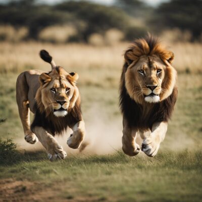 Ambush Predator:  Male African Lions Hunts