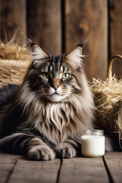 Maine Coon in a barn