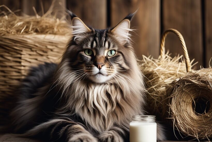 Maine Coon in a barn