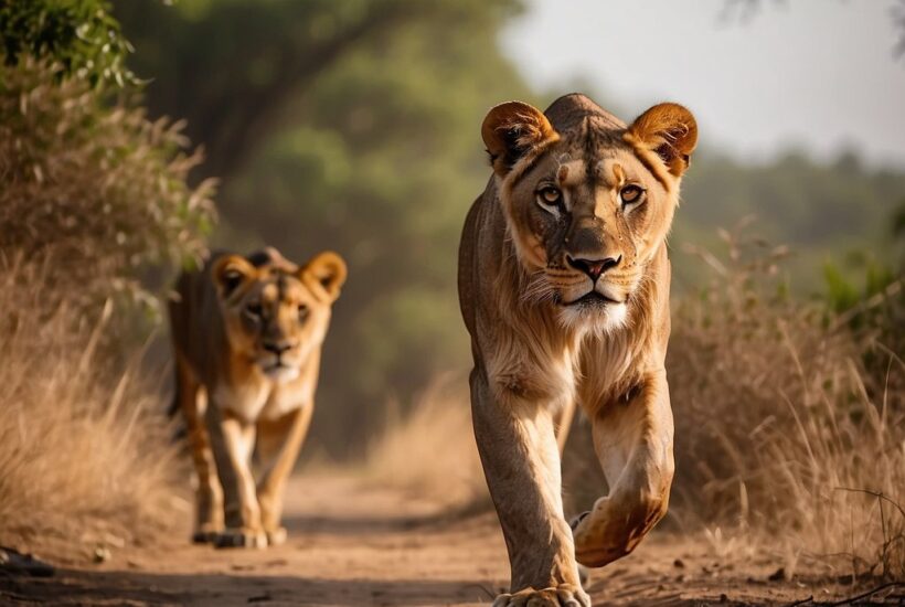 Two lionesses
