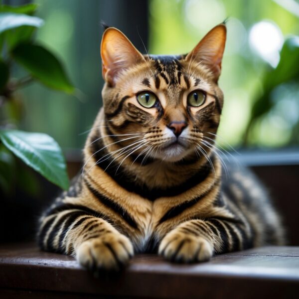 Bengal Cat with greenery