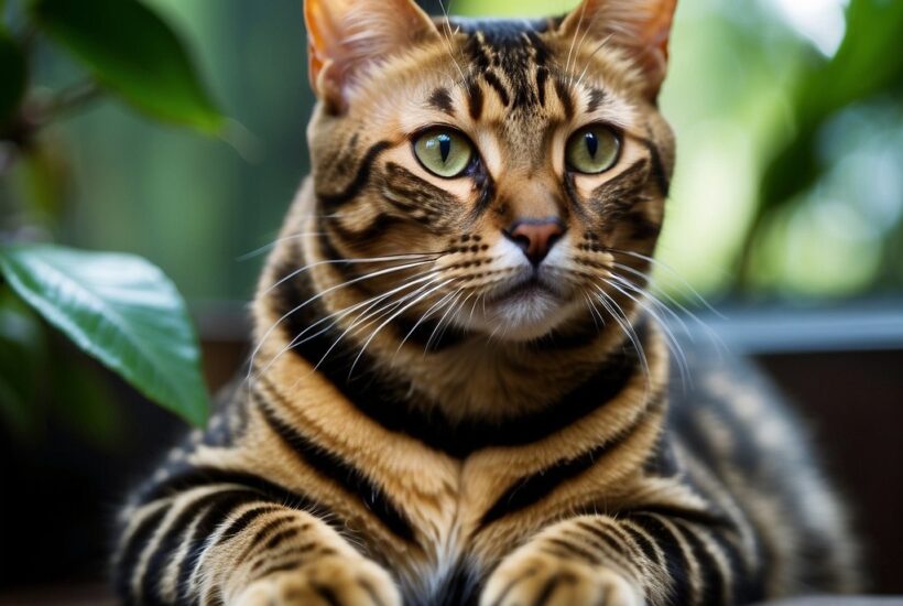 Bengal Cat with greenery