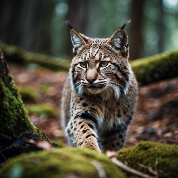lynx rufus in forest 