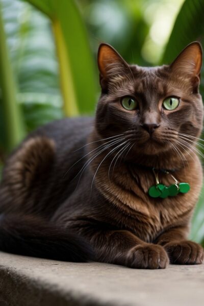 Havana Brown Cat with bright green eyes