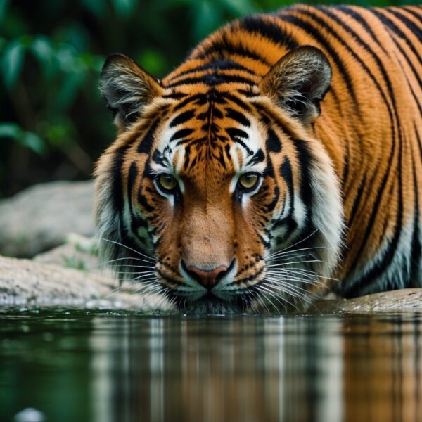 tiger drinking water