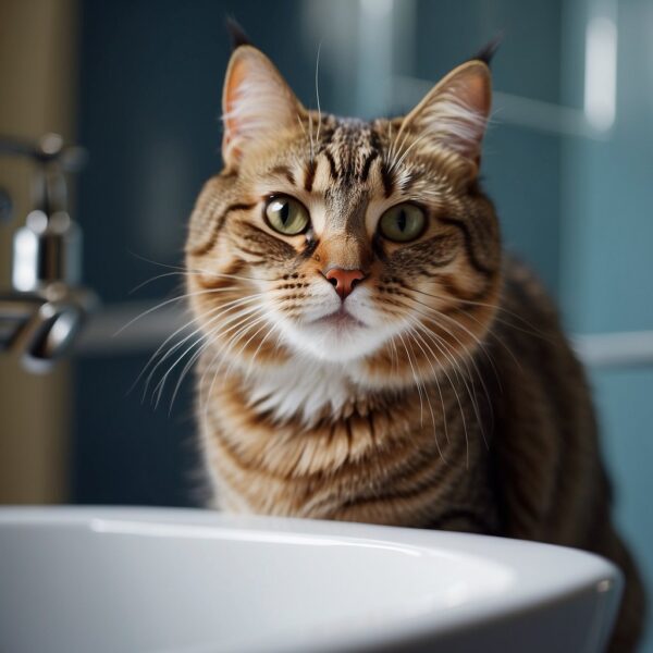 Cat by sink