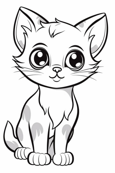 Cute Kitten Child's Coloring Page