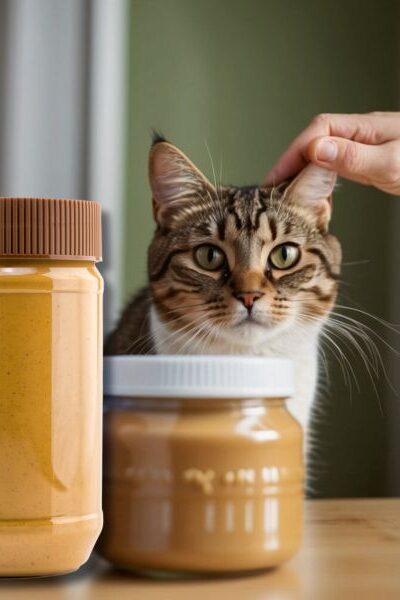 Cat with peanut butter