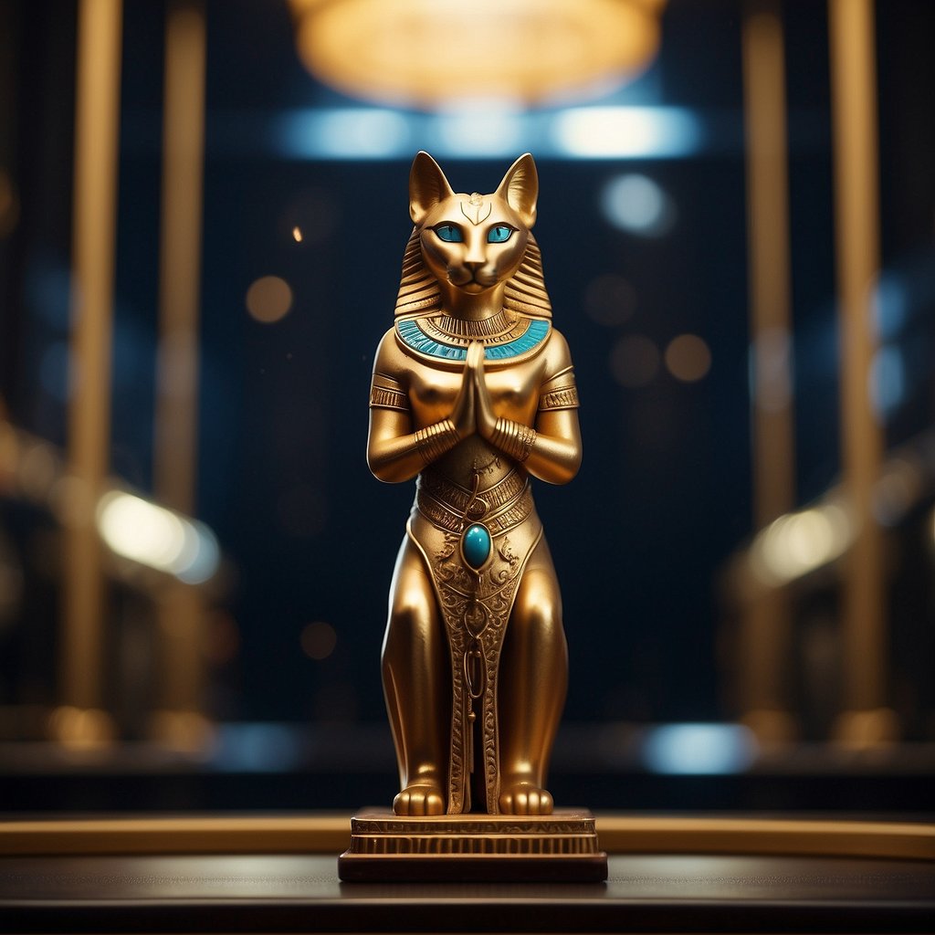 Egyptian Bastet Cat Statue ancient Egypt Goddess Gold Cat