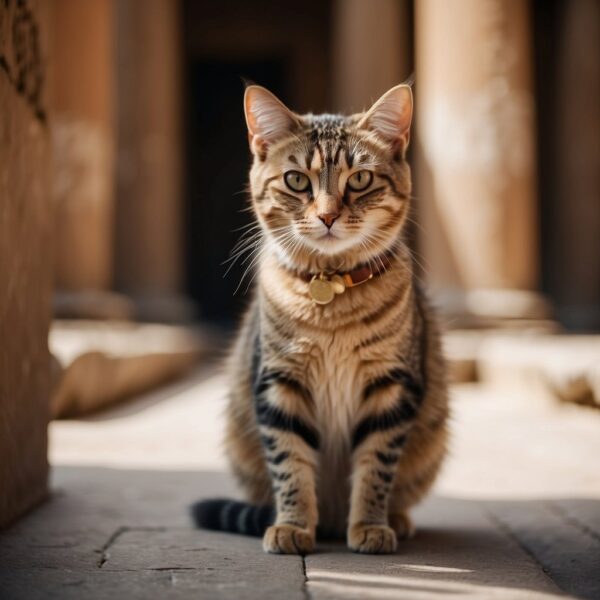 Cats roam freely in ancient Egyptian temples, revered as sacred creatures. 