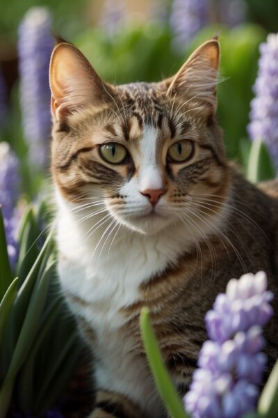 cat with hyacinth