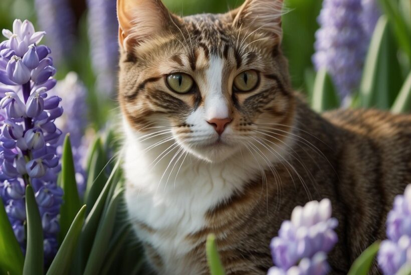 cat with hyacinth