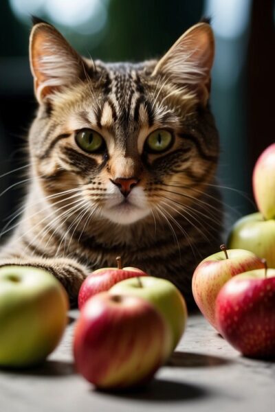 Cat with apples