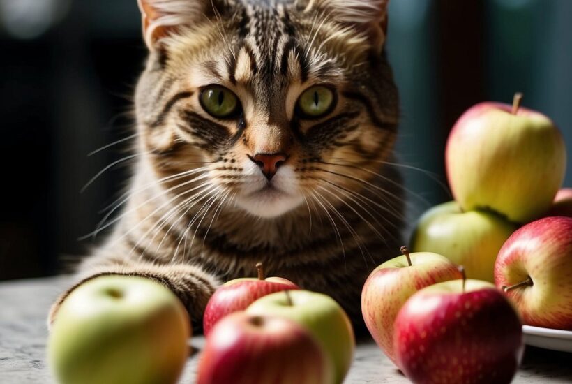 Cat with apples