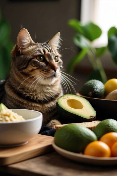 cat with avocado