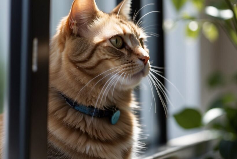 cat looking out window ready to make chattering sound
