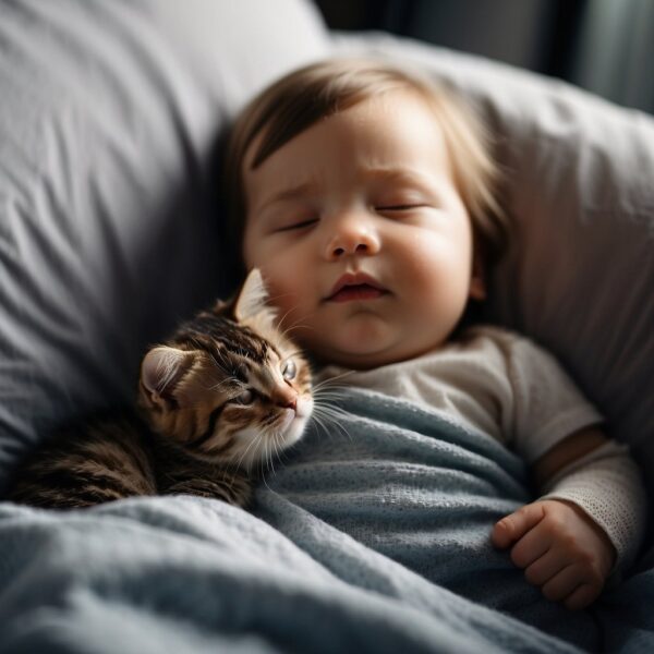 cat and sleeping baby