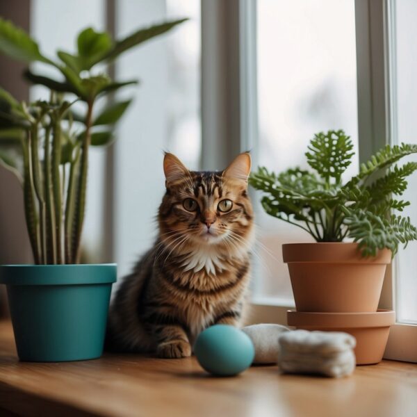 A cat-friendly home with open windows, plants, and natural air fresheners. No harmful chemicals or strong scents. Safe and comfortable for feline friends