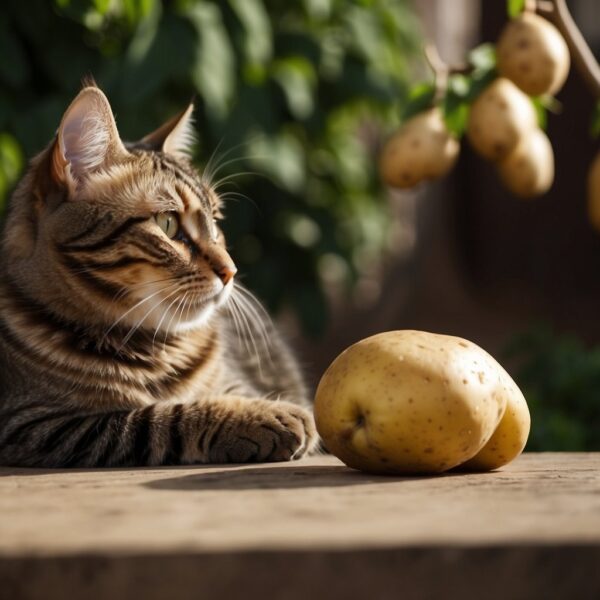  A curious kitty sniffs a potato