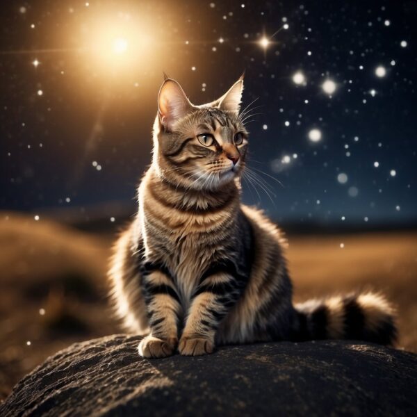 Cat  in celestial setting