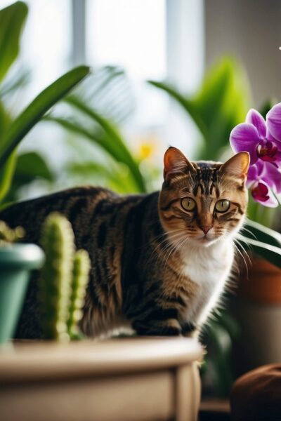 Cat with orchid