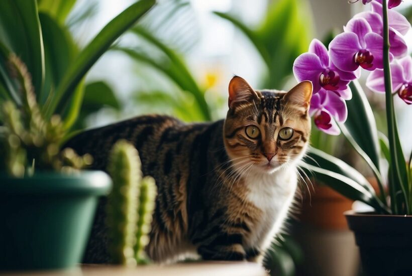Cat with orchid