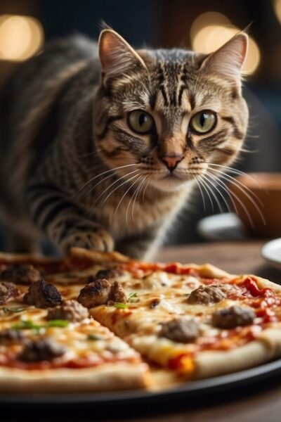Cat with pizza