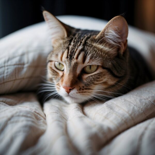 feline tucked into a blanket ready to catnap