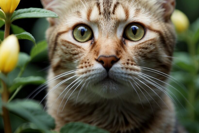 Cat with honeysuckle