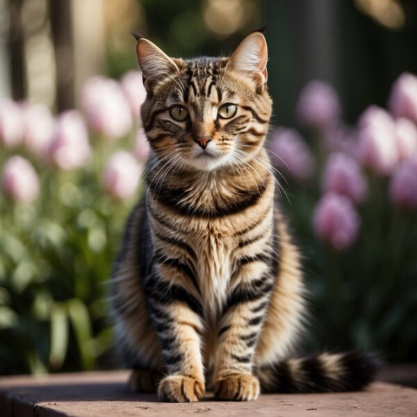 A feline with a confident stance, surrounded by name tags like "Tiger" and "Shadow", showcasing its unique personality