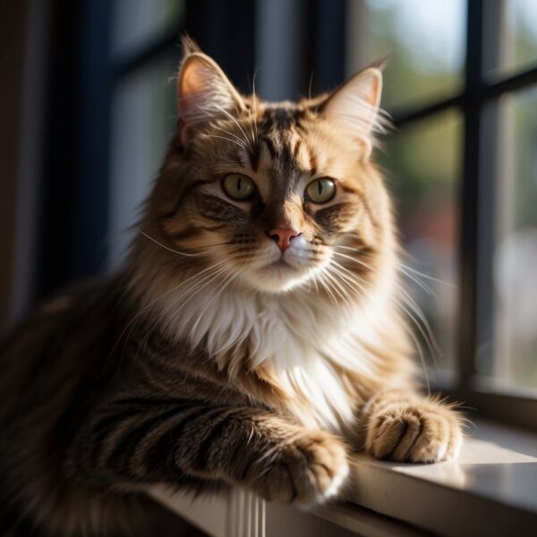 A kitty sits on a windowsill, gazing out at the world. 