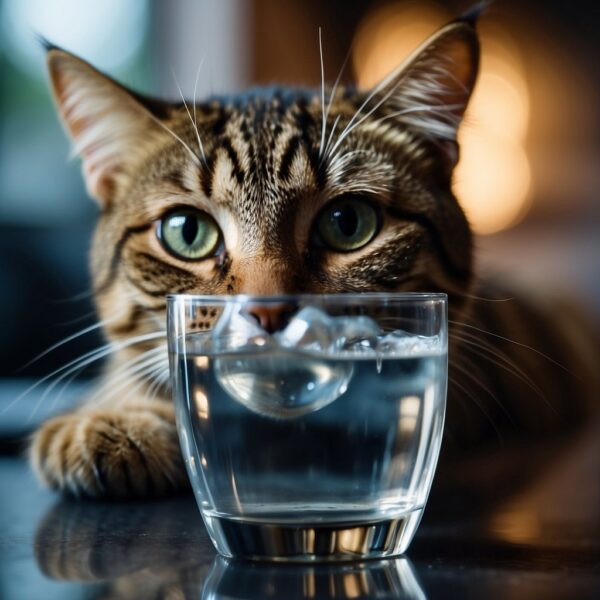  Cat looking at ice water