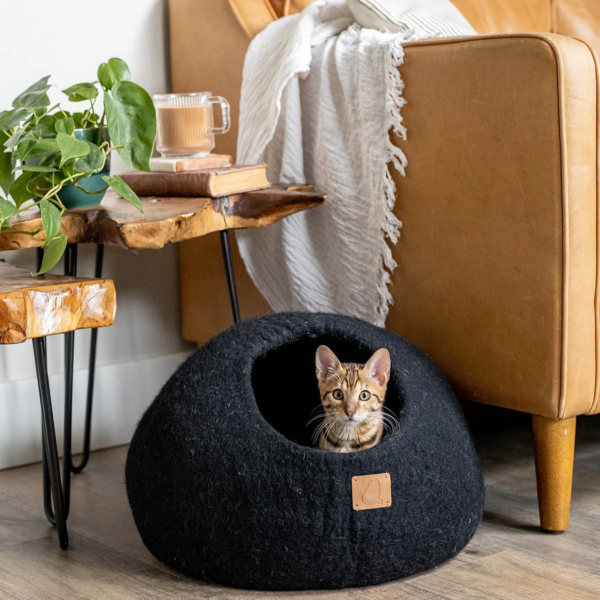 Night Black Round Cave Cat Bed