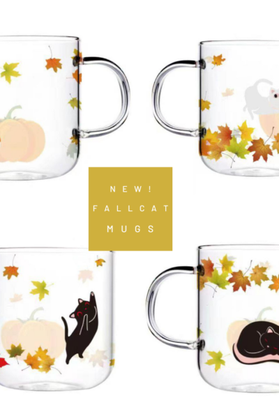 Fall Glass Cat Mugs