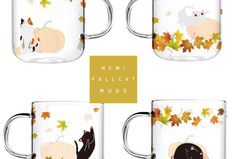 Fall Glass Cat Mugs