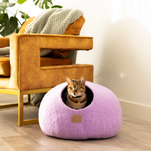 Lilac Purple Round Cave Cat Bed